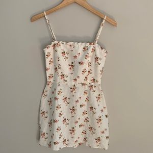 Reformation White Floral Mini Dress with Pink & Green Accents
